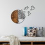 Wallity Tree And Birds 2 - Escultura de pared de madera y metal en nogal y negro
